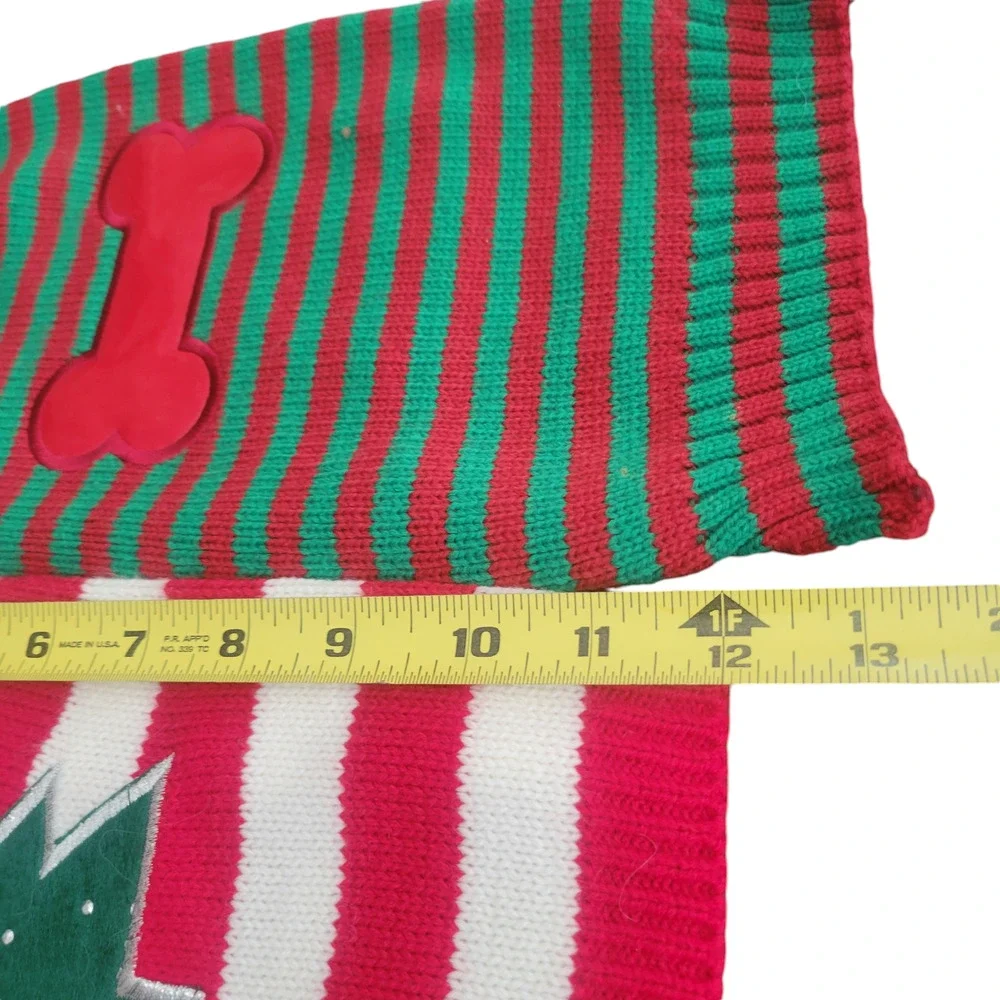 Two Dog Christmas Sweaters Green Red and Red White‎ Strip Knit Size S See notes